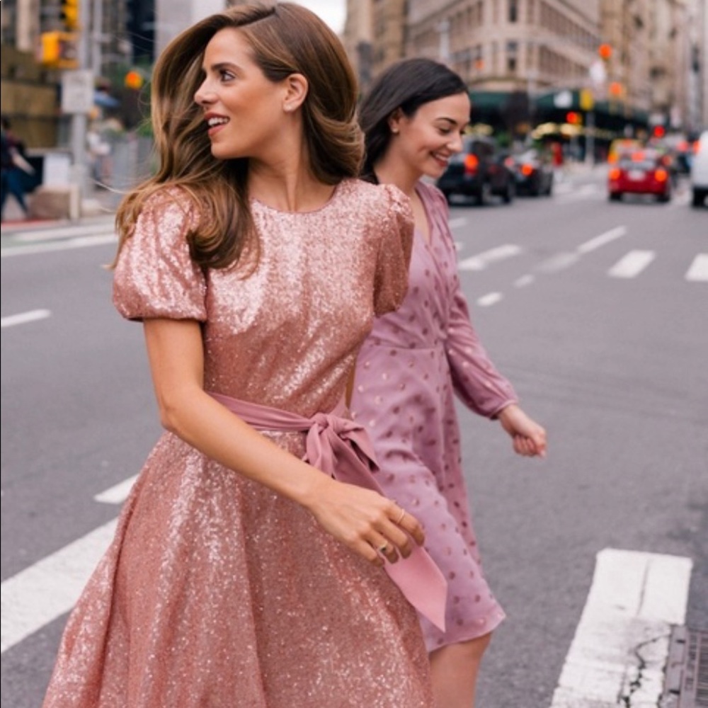 Gal Meets Glam Sequin Rose gold dress